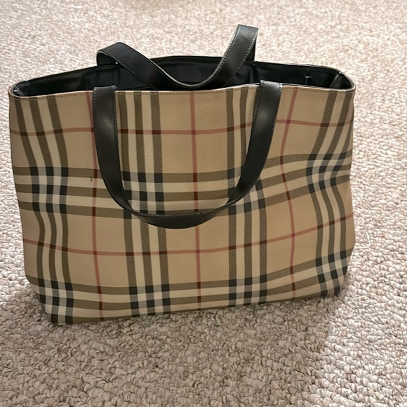 Burberry Beige and Black Checkered Tote - Picture 1 of 14